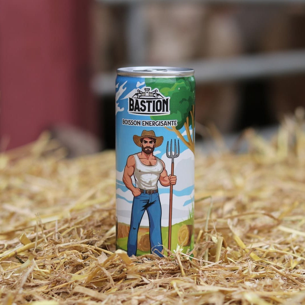 Canette Bastion Energy L'ORIGINALE sur de la paille